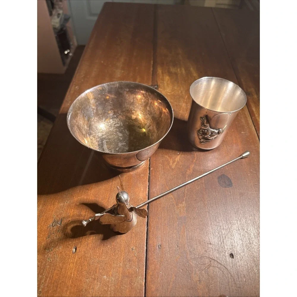 Silver Plated Vintage‎ Lot. Candle Snuffer, Bowl, Childs Cup. Napier, P. Revere